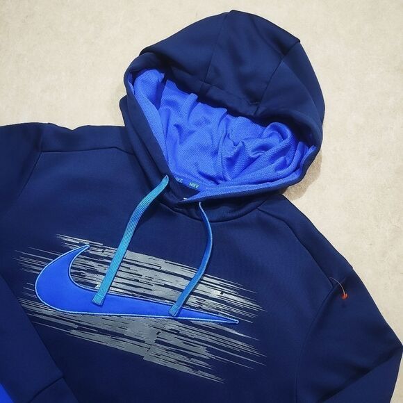 Nike Therma Fit Blue Long Sleeve Hoodie Medium Mens #U - Picture 2 of 6